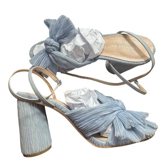 Loeffler Randall Camellia Blue Pleated Bow Heel Sky Blue 7 NWOB - Picture 8 of 12